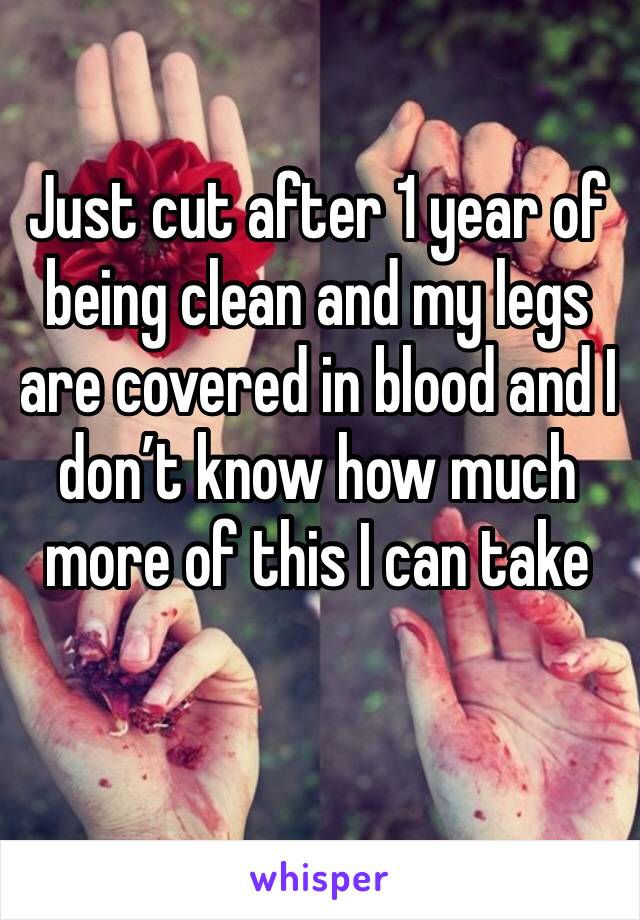 Just cut after 1 year of being clean and my legs are covered in blood and I don’t know how much more of this I can take 