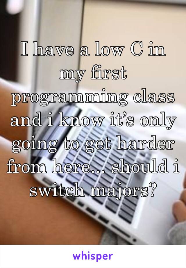I have a low C in my first programming class and i know it’s only going to get harder from here... should i switch majors?