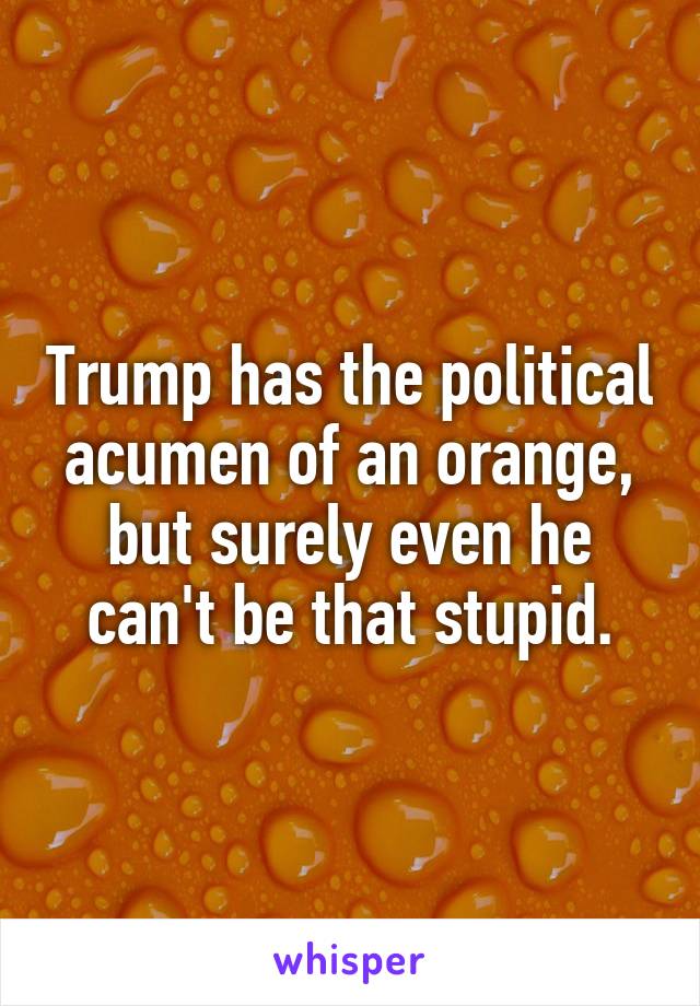 Trump has the political acumen of an orange, but surely even he can't be that stupid.