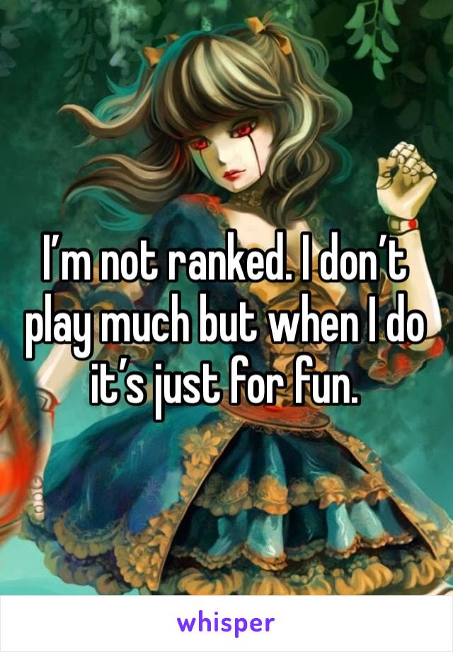I’m not ranked. I don’t play much but when I do it’s just for fun. 