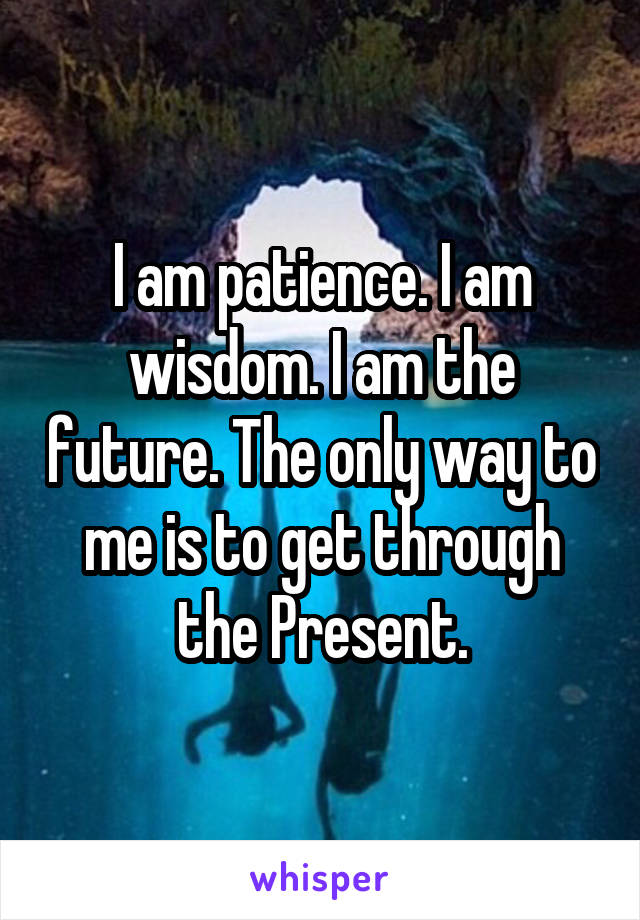I am patience. I am wisdom. I am the future. The only way to me is to get through the Present.