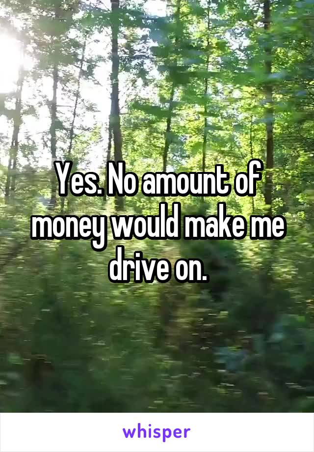 Yes. No amount of money would make me drive on.