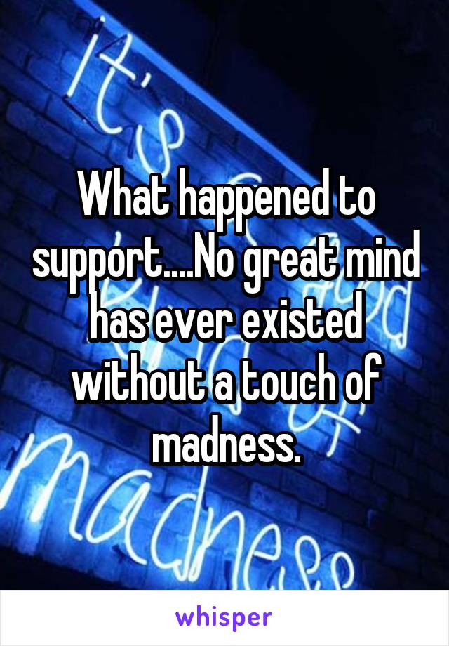 What happened to support....No great mind has ever existed without a touch of madness.