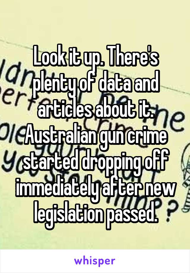 Look it up. There's plenty of data and articles about it. Australian gun crime started dropping off immediately after new legislation passed.