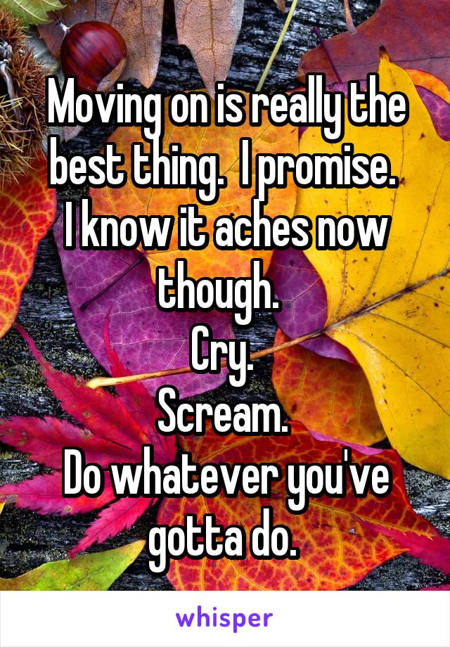 Moving on is really the best thing.  I promise. 
I know it aches now though.  
Cry. 
Scream. 
Do whatever you've gotta do. 