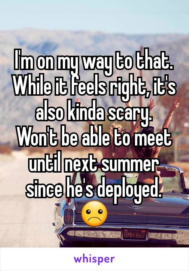 I'm on my way to that. While it feels right, it's also kinda scary.
Won't be able to meet until next summer since he's deployed.
☹