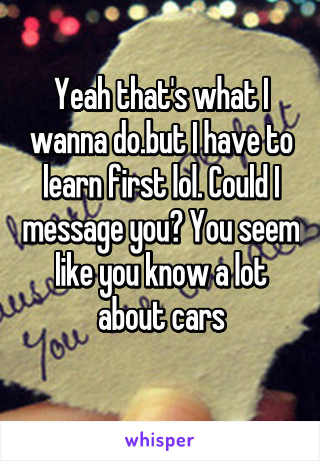 Yeah that's what I wanna do.but I have to learn first lol. Could I message you? You seem like you know a lot about cars
