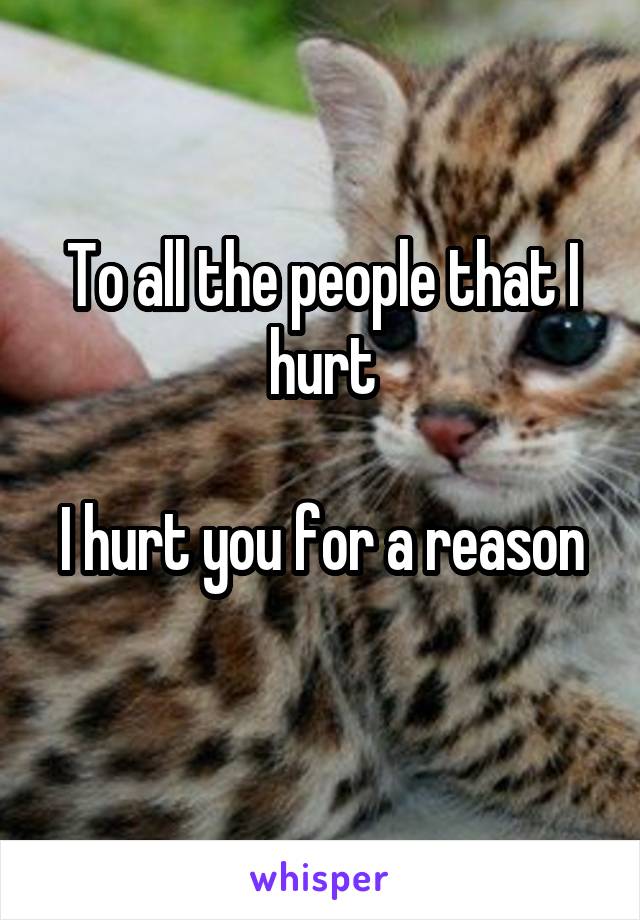 To all the people that I hurt

I hurt you for a reason 