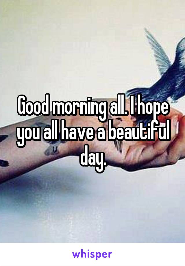 Good morning all. I hope you all have a beautiful day.