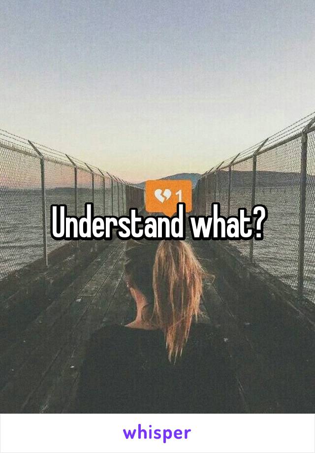 Understand what?