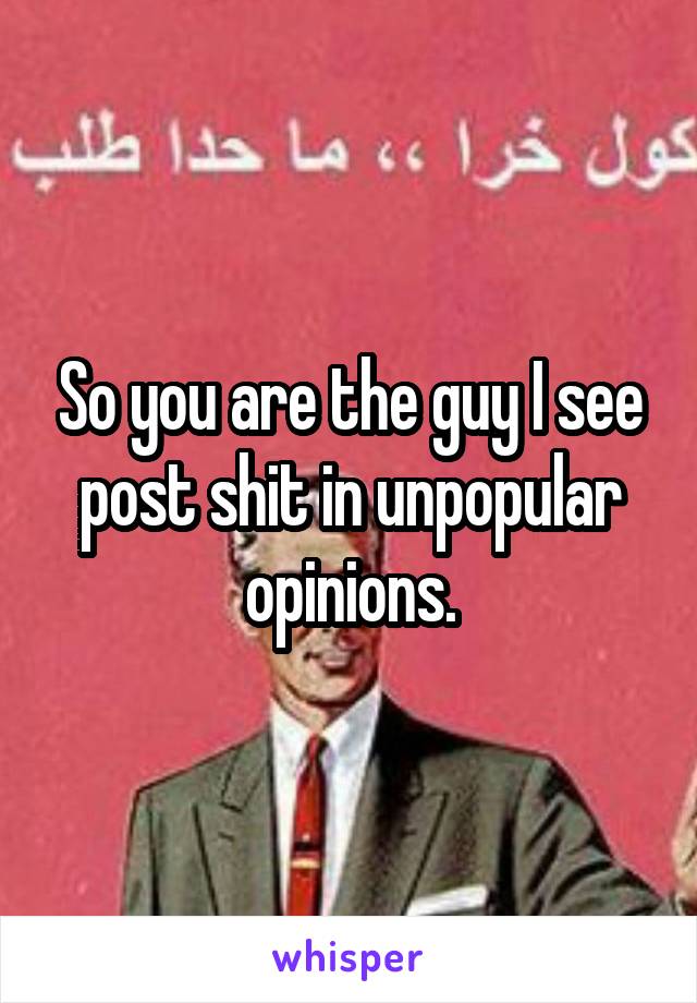 So you are the guy I see post shit in unpopular opinions.