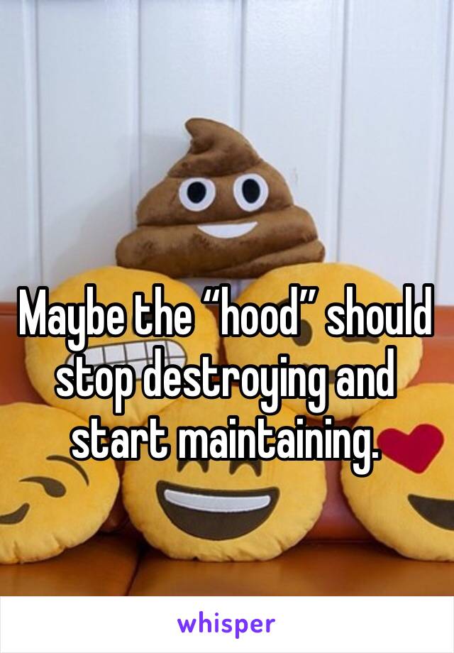 Maybe the “hood” should stop destroying and start maintaining. 