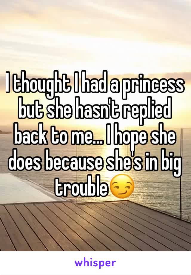 I thought I had a princess but she hasn't replied back to me... I hope she does because she's in big trouble😏