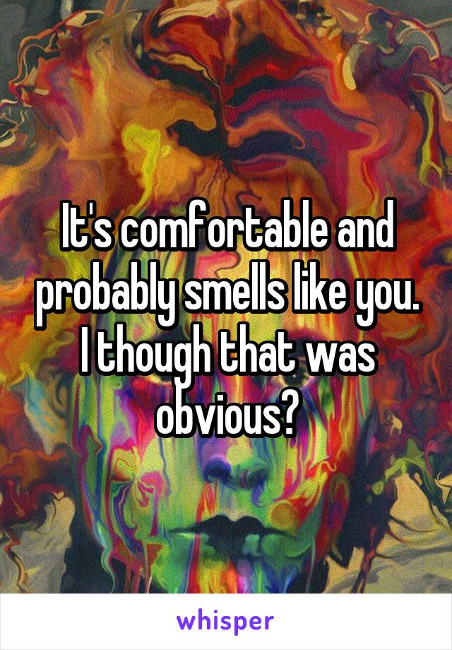 It's comfortable and probably smells like you. I though that was obvious?
