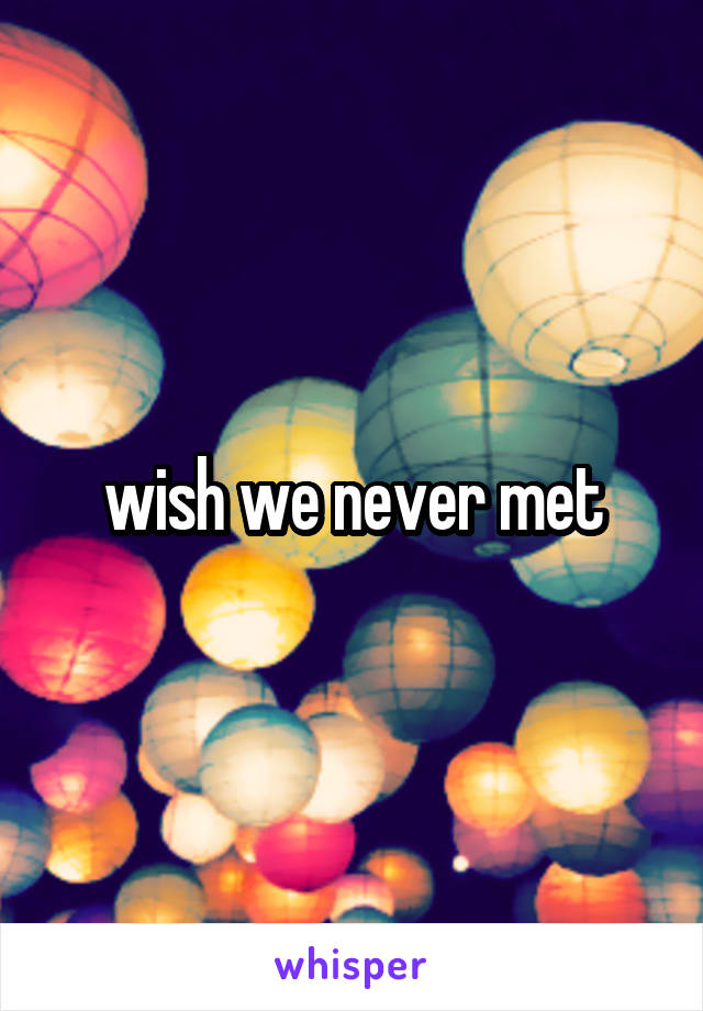 wish we never met