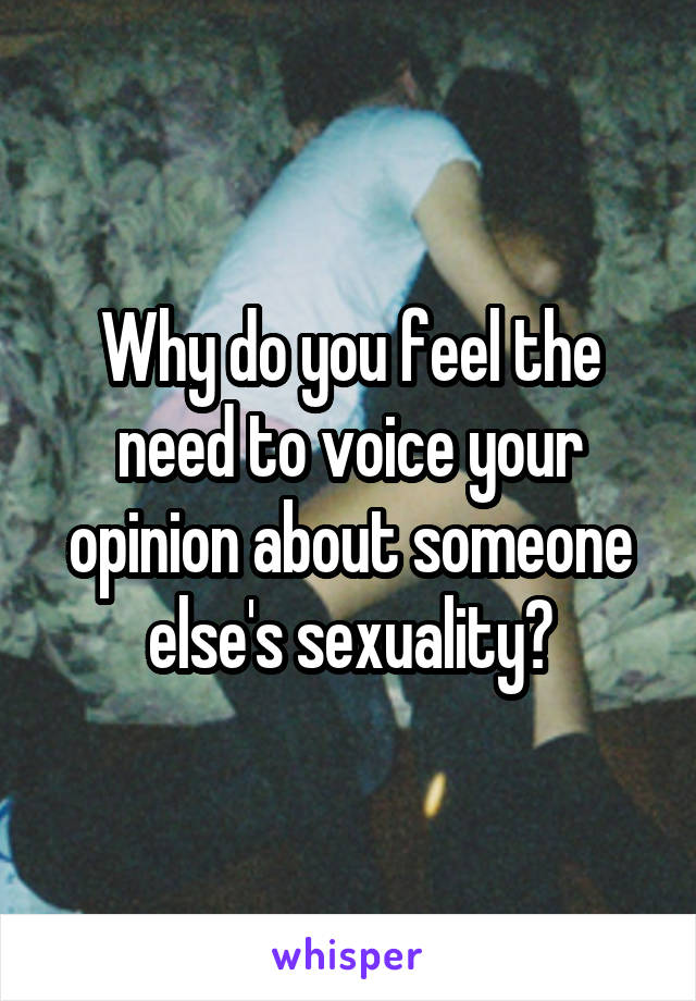Why do you feel the need to voice your opinion about someone else's sexuality?