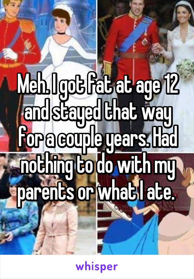 Meh. I got fat at age 12 and stayed that way for a couple years. Had nothing to do with my parents or what I ate. 