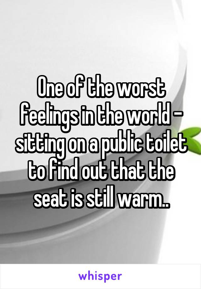 One of the worst feelings in the world - sitting on a public toilet to find out that the seat is still warm..