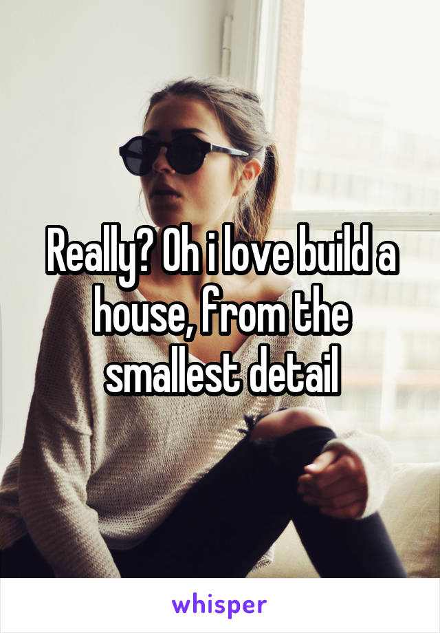 Really? Oh i love build a house, from the smallest detail