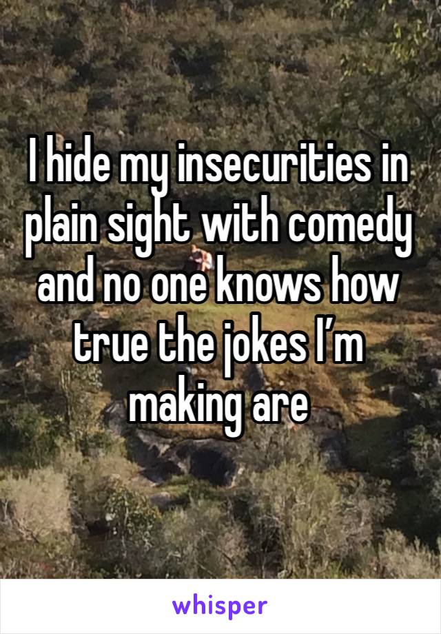 I hide my insecurities in plain sight with comedy and no one knows how true the jokes I’m making are

