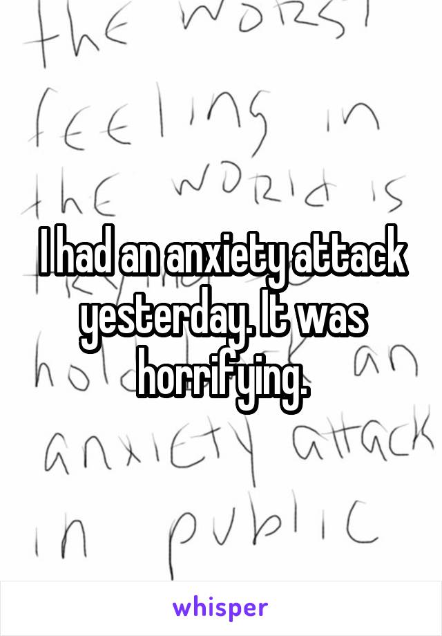 I had an anxiety attack yesterday. It was horrifying.
