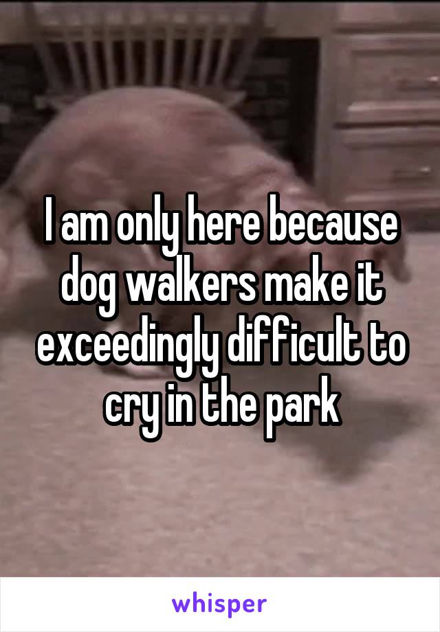I am only here because dog walkers make it exceedingly difficult to cry in the park