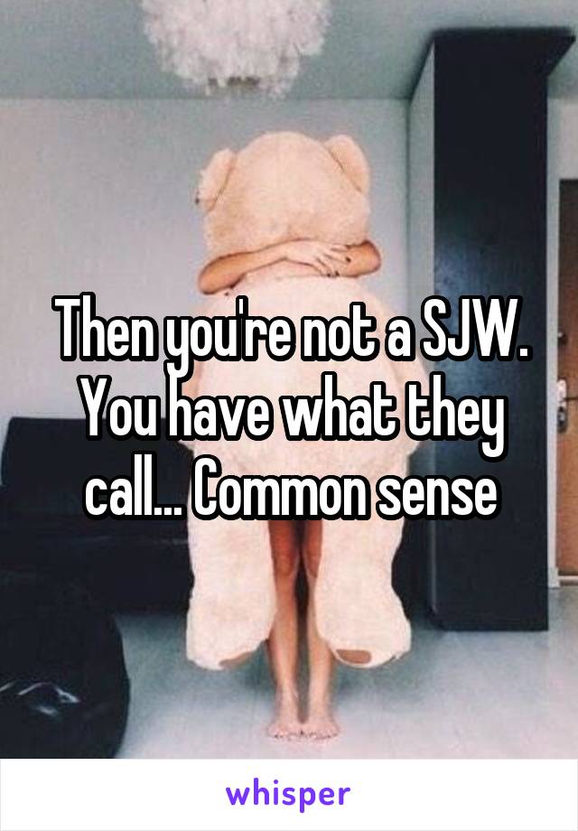 Then you're not a SJW. You have what they call... Common sense