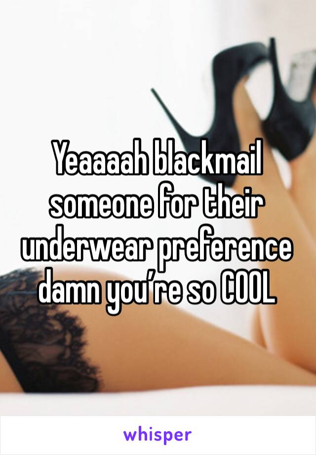 Yeaaaah blackmail someone for their underwear preference damn you’re so COOL