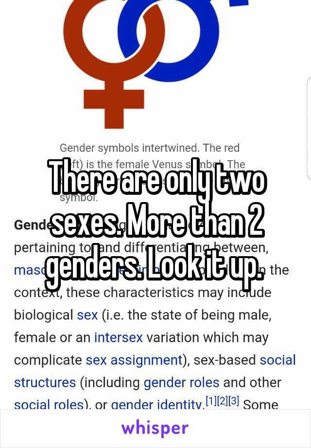 There are only two sexes. More than 2 genders. Look it up. 