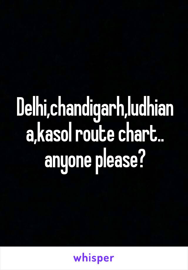 Delhi,chandigarh,ludhiana,kasol route chart.. anyone please?