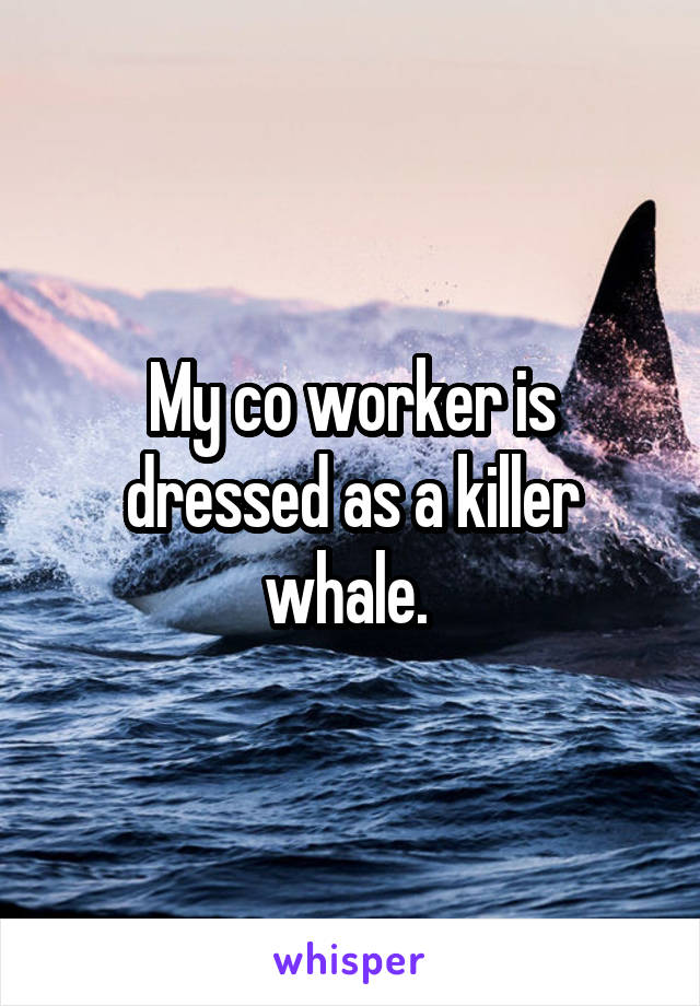 My co worker is dressed as a killer whale. 