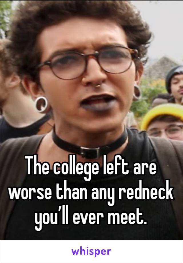 




The college left are worse than any redneck you’ll ever meet.
