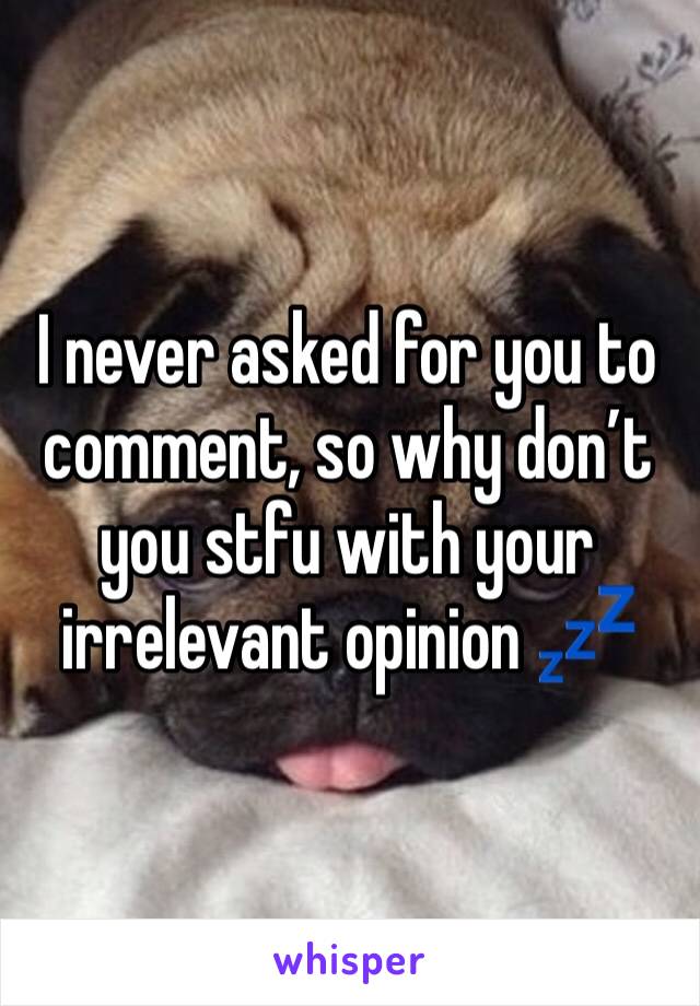 I never asked for you to comment, so why don’t you stfu with your irrelevant opinion 💤