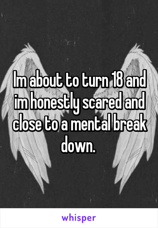 Im about to turn 18 and im honestly scared and close to a mental break down. 