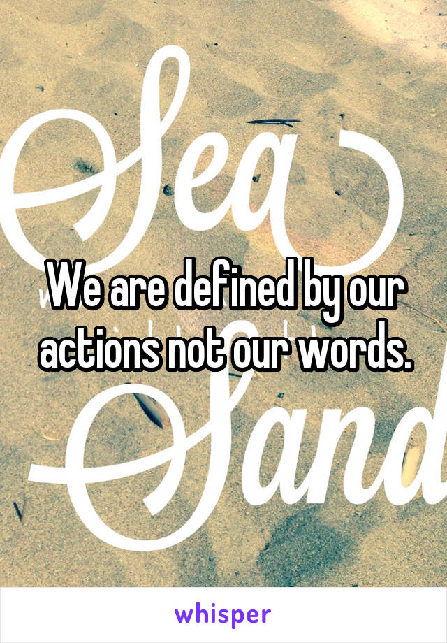 We are defined by our actions not our words.