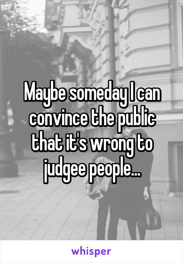 Maybe someday I can convince the public that it's wrong to judgee people...