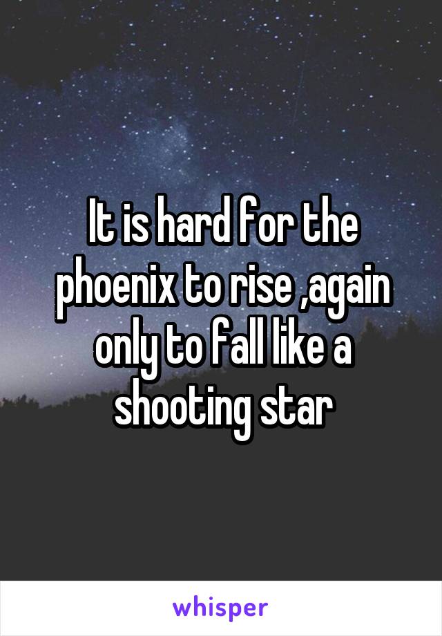 It is hard for the phoenix to rise ,again only to fall like a shooting star