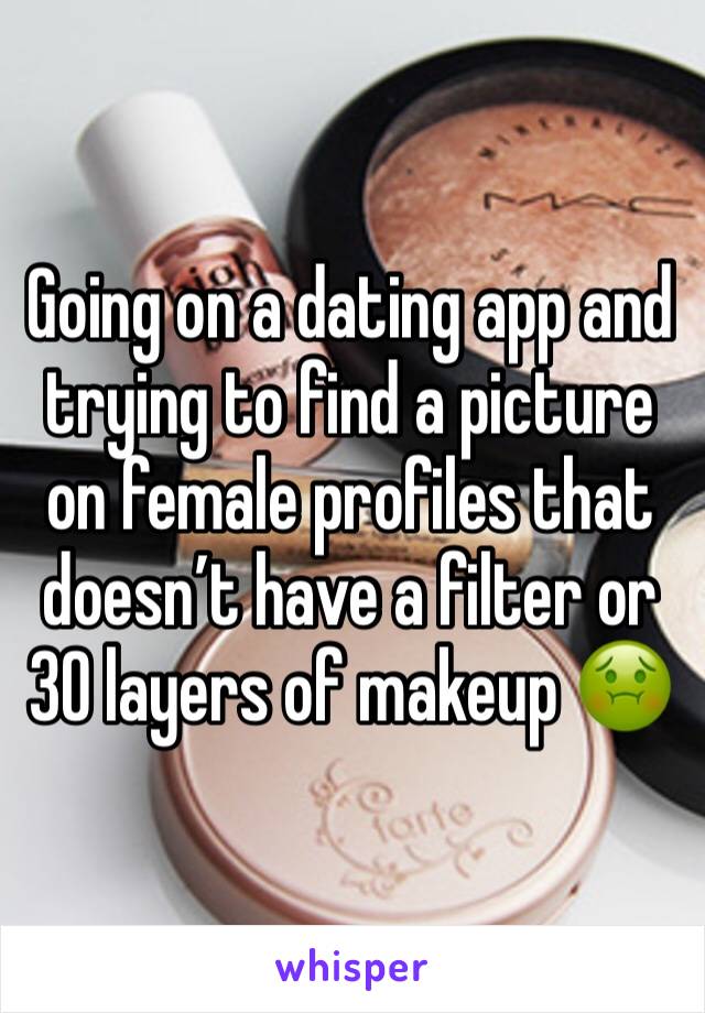 Going on a dating app and trying to find a picture on female profiles that doesn’t have a filter or 30 layers of makeup 🤢