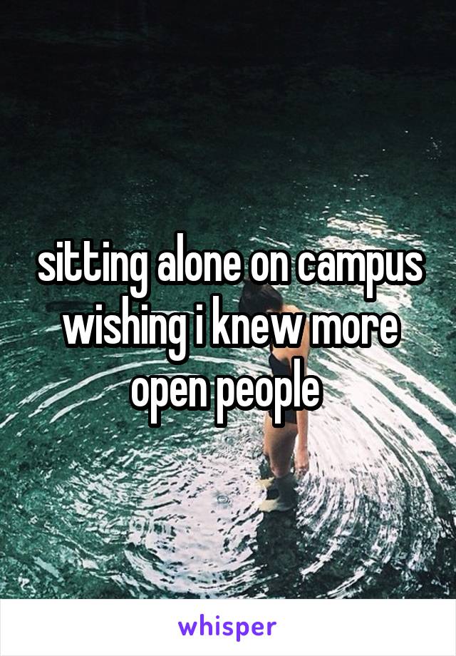 sitting alone on campus wishing i knew more open people 