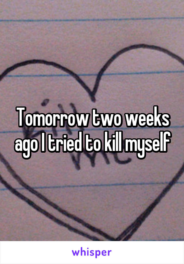 Tomorrow two weeks ago I tried to kill myself