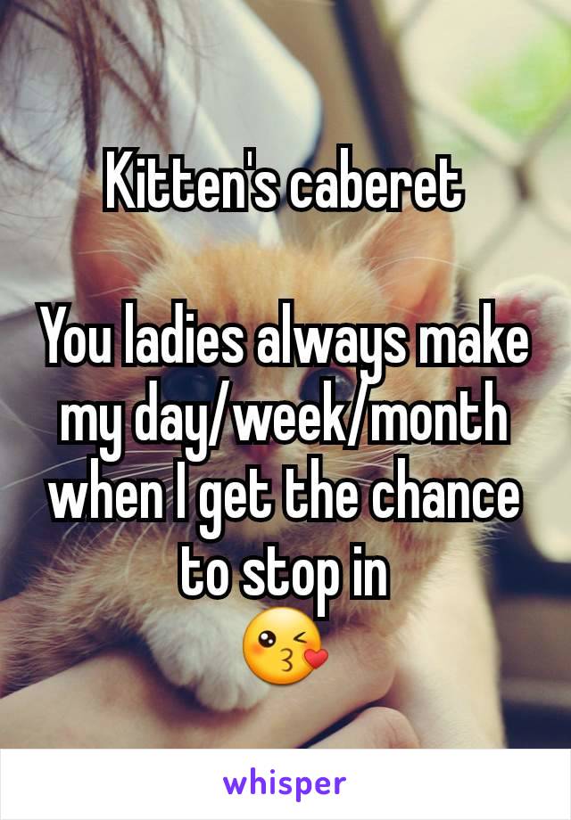 Kitten's caberet

You ladies always make my day/week/month when I get the chance to stop in
😘