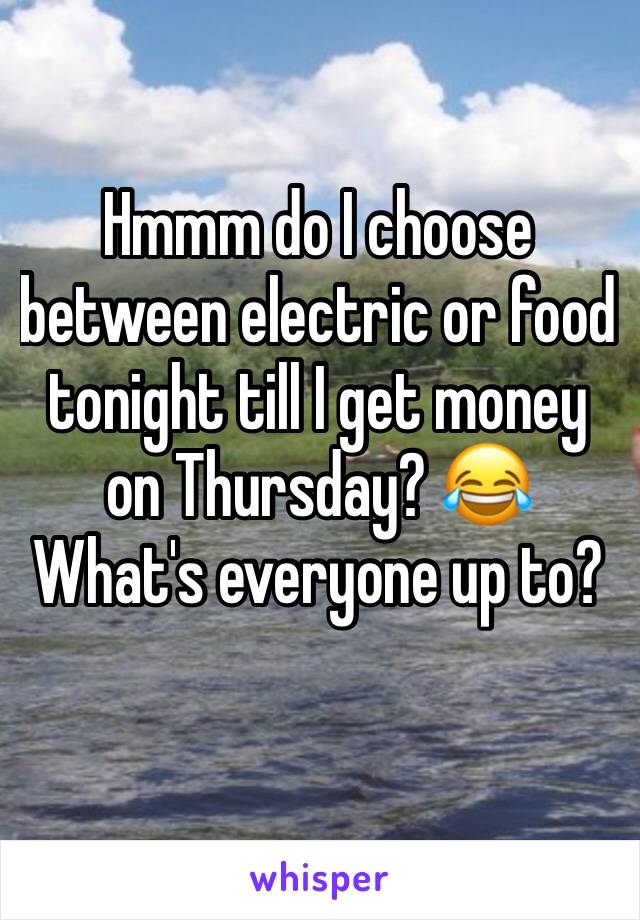 Hmmm do I choose between electric or food tonight till I get money on Thursday? 😂
What's everyone up to? 