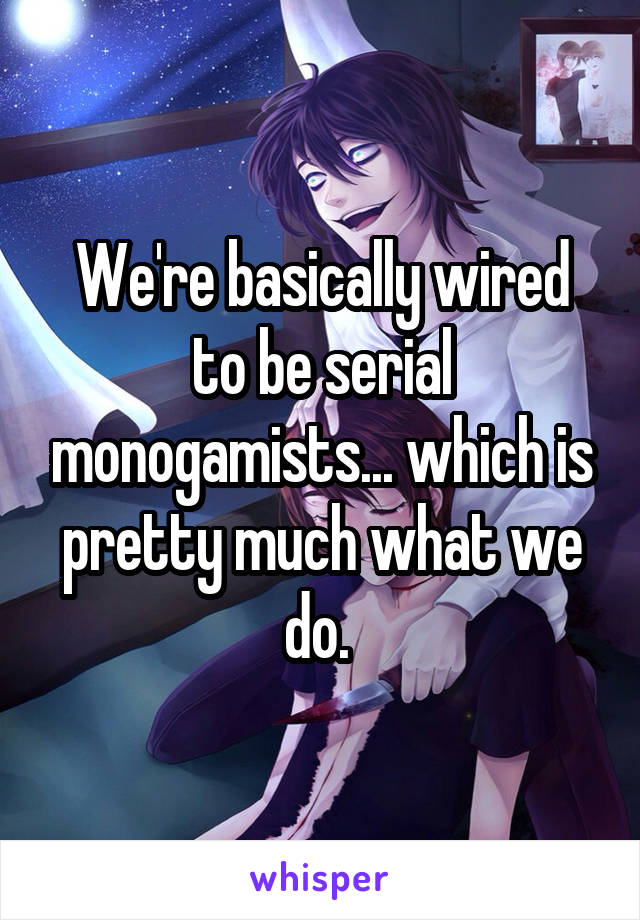 We're basically wired to be serial monogamists... which is pretty much what we do. 