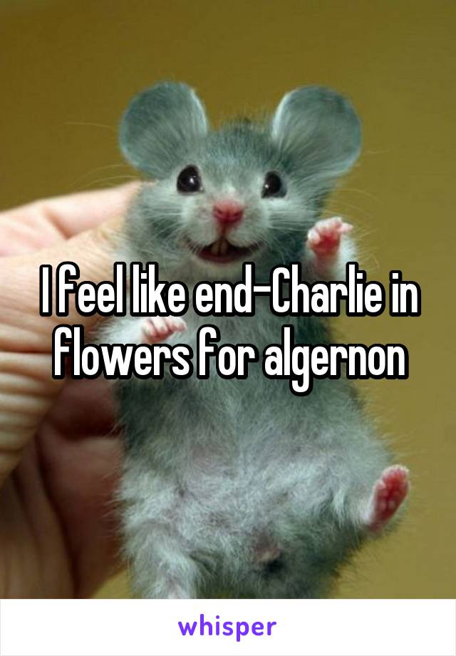 I feel like end-Charlie in flowers for algernon