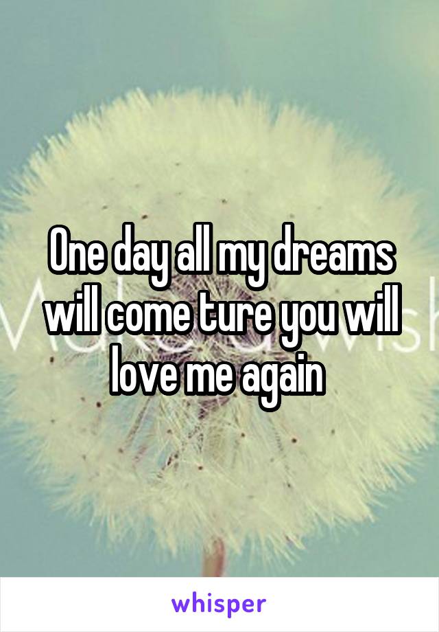 One day all my dreams will come ture you will love me again 