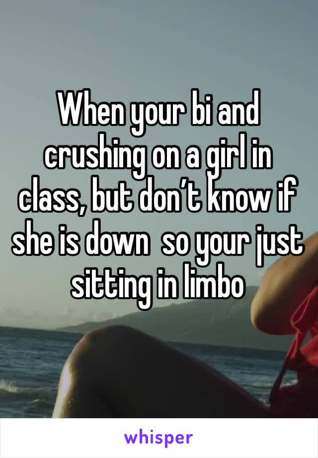 When your bi and crushing on a girl in class, but don’t know if she is down  so your just sitting in limbo 