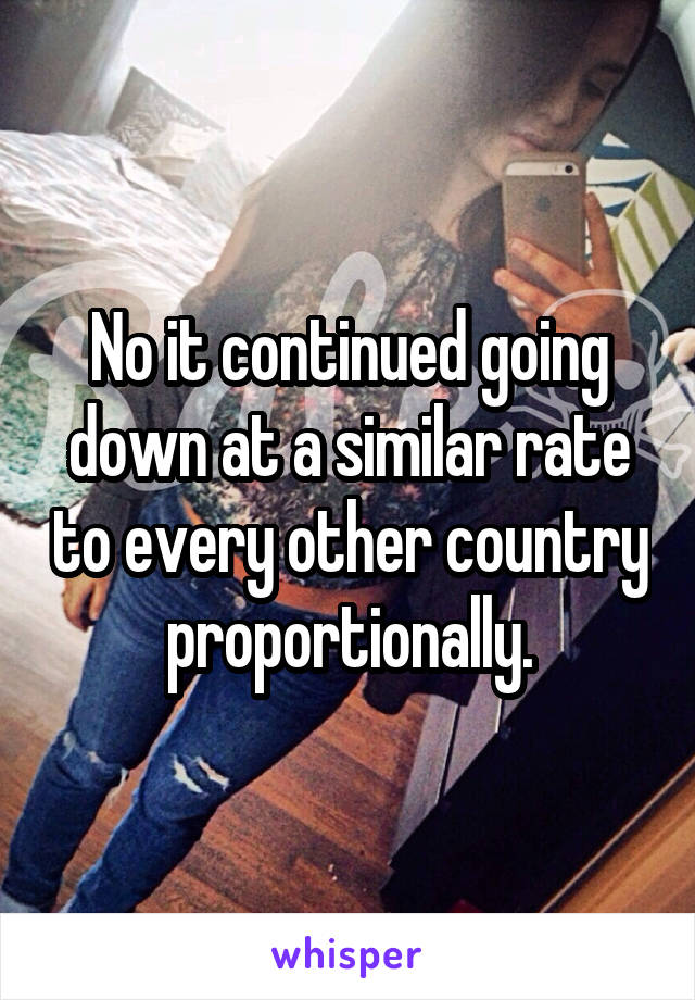 No it continued going down at a similar rate to every other country proportionally.