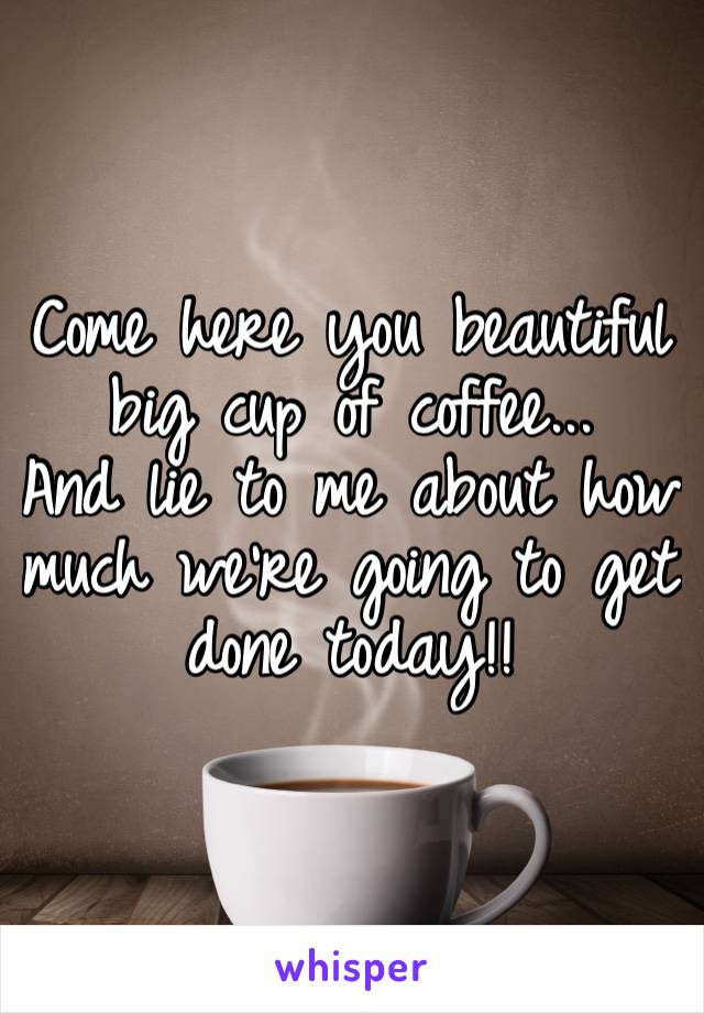 Come here you beautiful big cup of coffee... 
And lie to me about how much we’re going to get done today!!