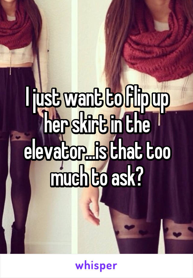 I just want to flip up her skirt in the elevator...is that too much to ask?