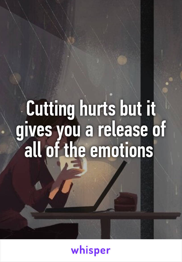 Cutting hurts but it gives you a release of all of the emotions 